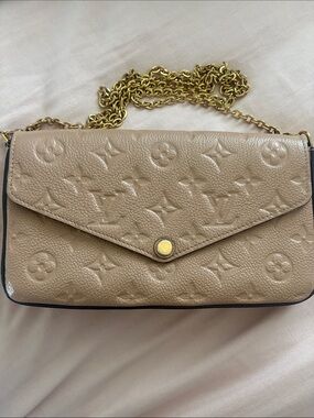 Louis Vuitton Taupe Monogram Envelope Chain Clutch